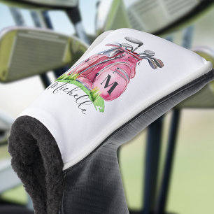 Rosa moderne girly Schriftmonogramm Golf Headcover
