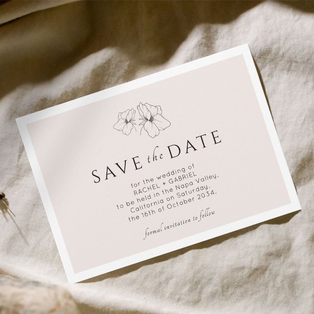 Rosa | Moderne Gold Floral Flat Rette Save The Date (Von Creator hochgeladen)