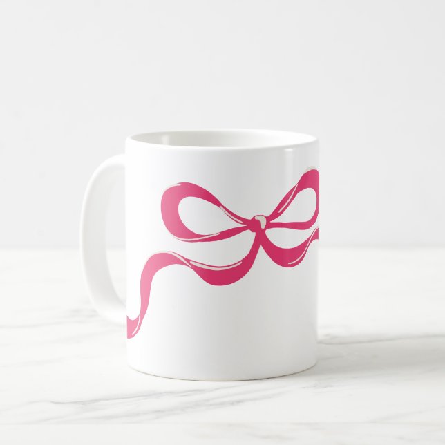 Rosa Moderne klassische Bows Urlaub Kaffeetasse (Vorderseite Links)
