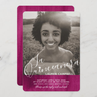 Rosa moderne Kunst La Quinceñera Foto Einladung