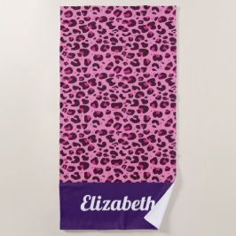 Rosa, moderne Leopardendrucke mit Namen Strandtuch