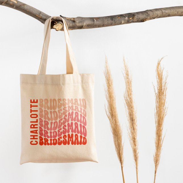 Rosa moderne mädchenhafte Retro-60er Jahre einfach Tragetasche (Von Creator hochgeladen)