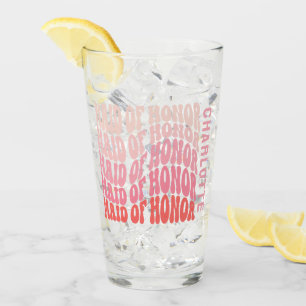 Rosa moderne mädchenhafte Retro-Trauzeugin der 60e Glas