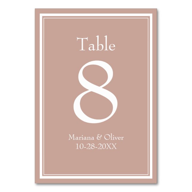 Rosa Moderne Minimalistische Hochzeit Tischnummer (Vorderseite)