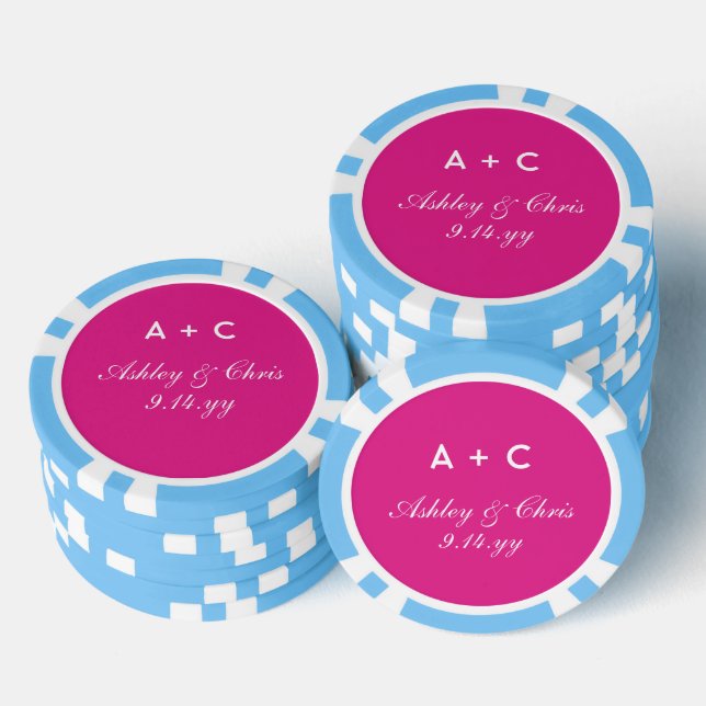 Rosa Moderne Personalisierte Hochzeitsempfehlung G Pokerchips (Stapel)