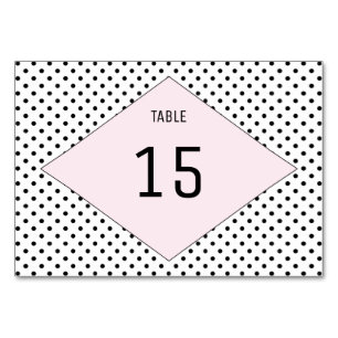 Rosa moderne Polka Dots Table Card Tischnummer