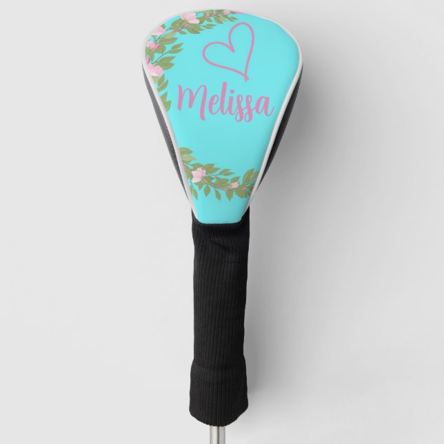 Rosa moderne Schrift girly Monogramm Name  Golf Headcover (Vorderseite)