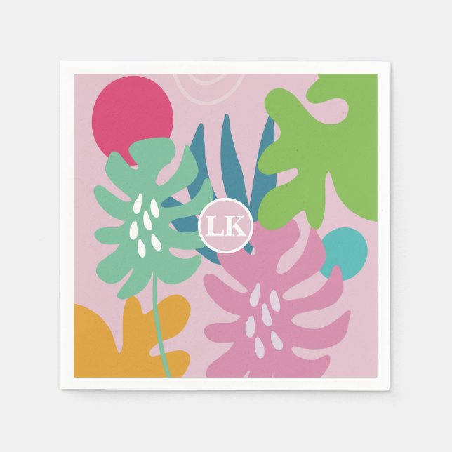 Rosa moderne tropische Natur mädchenhaft boho Serviette (Vorderseite)