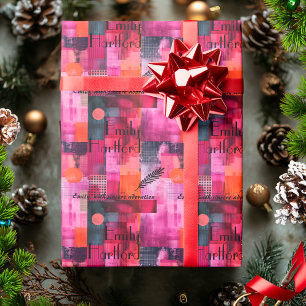 Rosa moderne Typografie Abstractes geometrisches M Geschenkpapier