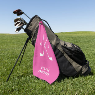 Rosa moderne Typografie-Initialen monogramm elegan Golfhandtuch