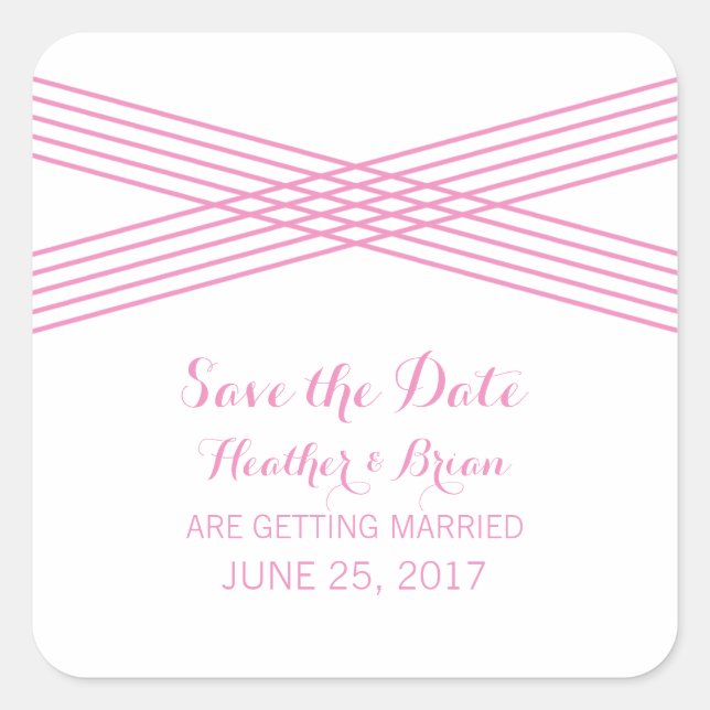 Rosa Moderner Deko Save the Date Stickers (Vorderseite)
