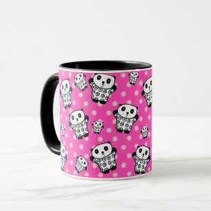 Rosa moderner girly kawaii süßer Panda-Bär Punkte Tasse