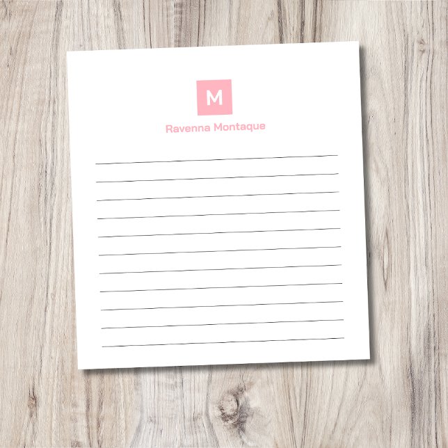Rosa moderner monogrammierter Chic-Trend  Notizblock (Von Creator hochgeladen)