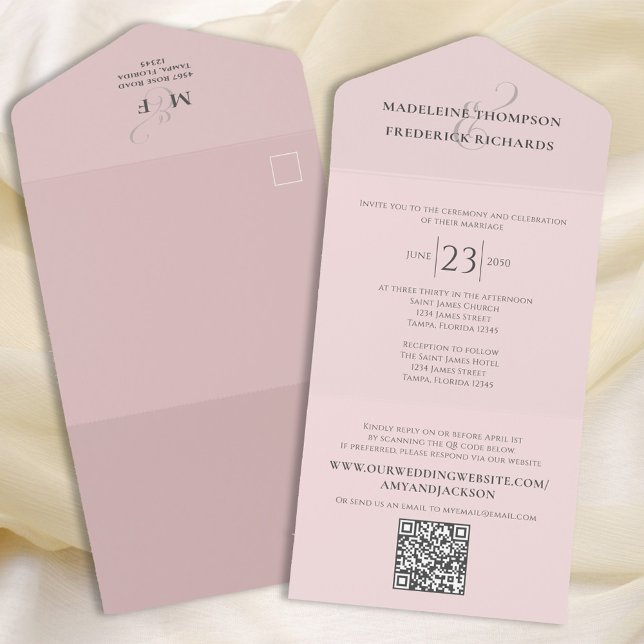 Rosa Moderner QR-Code-UAWG All In One Einladung (Von Creator hochgeladen)