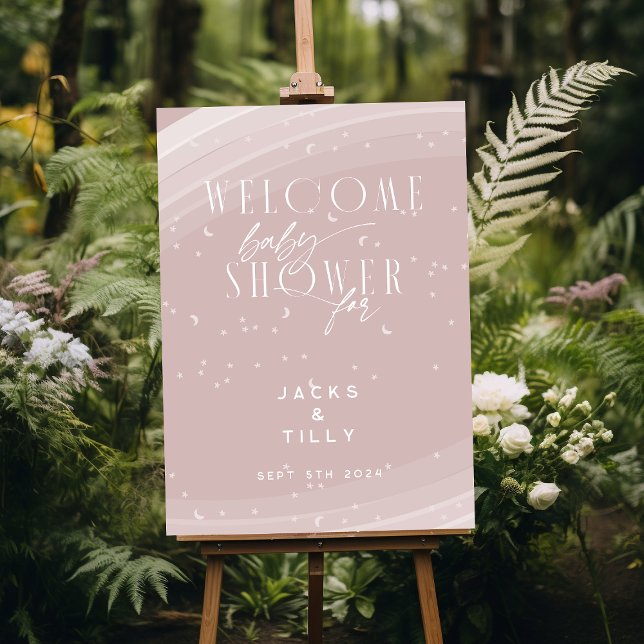 Rosa Moderner Regenbogen und Sterne Weiße Babydusc Poster (Von Creator hochgeladen)