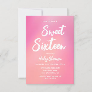 Rosa moderner Trend Geburtstag Sweet 16 Einladung