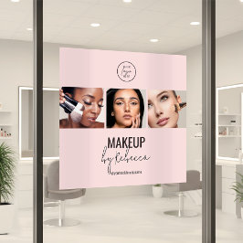 Rosa modernes 3-Foto-Make-up-Studio-Logo Fensteraufkleber
