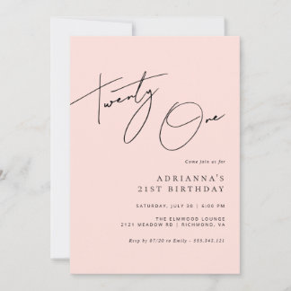 Rosa | Modernes Drehbuch Girly 21. Geburtstag Einladung