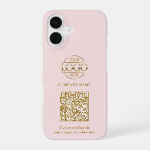 Rosa modernes Geschäftslogo & QR-Code-Promotion iPhone 16 Hülle