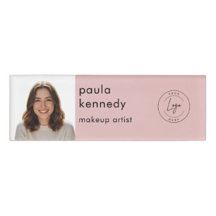 Rosa Modernes Logo-Foto-Make-up Namenschild
