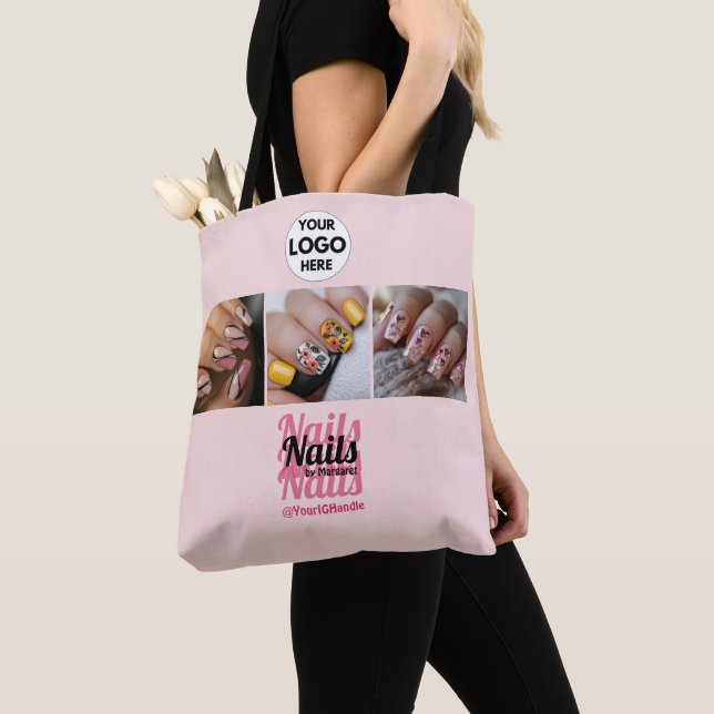 Rosa Modernes Logo Foto Social Nagelstudio (Von Nahem)