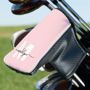 Rosa modernes Mädchenname Monogramm Golf Headcover