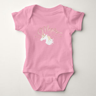 Rosa Modernes magisches Einhorn Baby Strampler