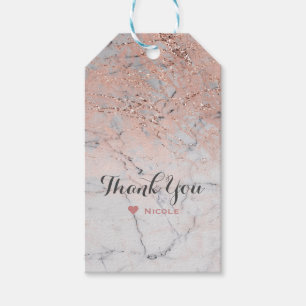 Rosa modernes Marmorglas-Roségold chic Party-Favor Geschenkanhänger