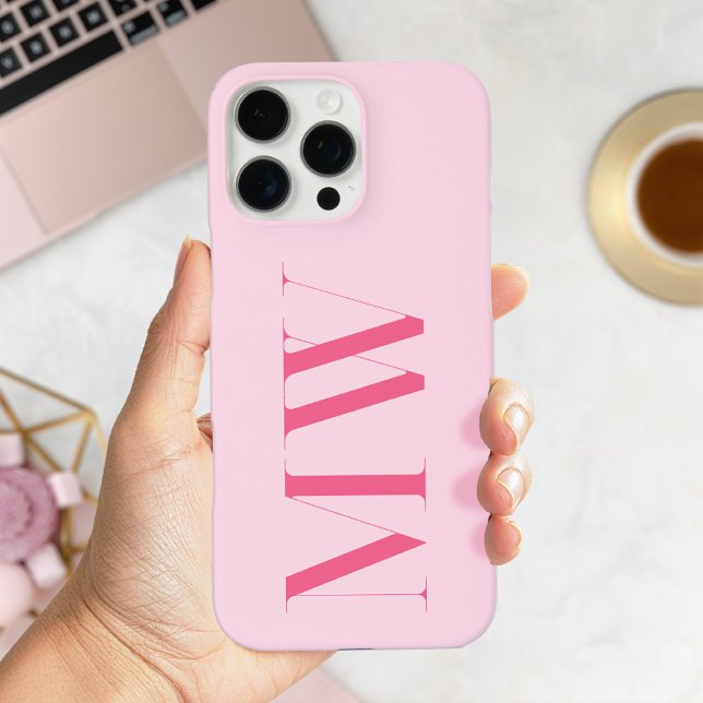 rosa Modernes Minimalistisches Anfangsmonogramm Case-Mate iPhone Hülle (Von Creator hochgeladen)