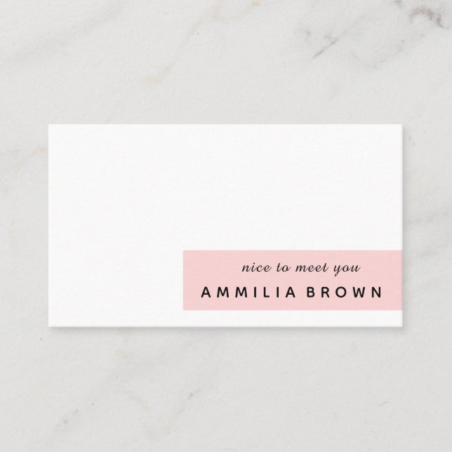 Rosa | Modernes Minimalistisches Design für Frauen Visitenkarte (Vorderseite)