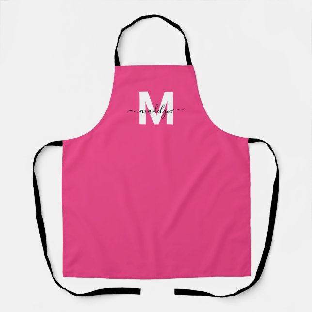 Rosa modernes minimalistisches elegantes Monogramm Schürze (Vorderseite)