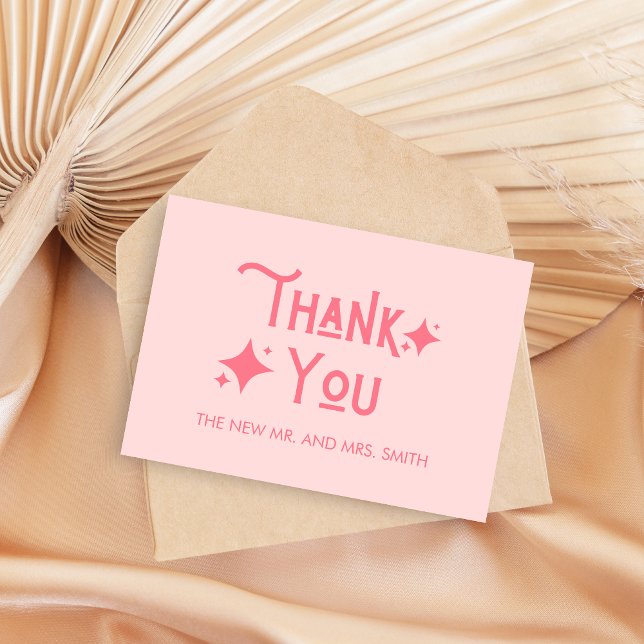 Rosa Modernes Nichts Extravagant nur Liebe Hochzei Dankeskarte (Pink Modern Just Love Wedding Thank you Card)