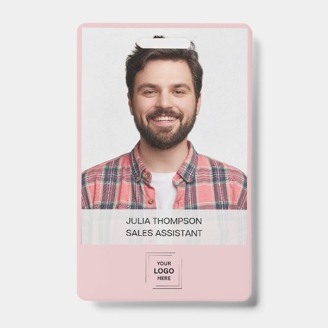 Rosa modernes professionelles Identitätsdesign Ausweis (Vorderseite)