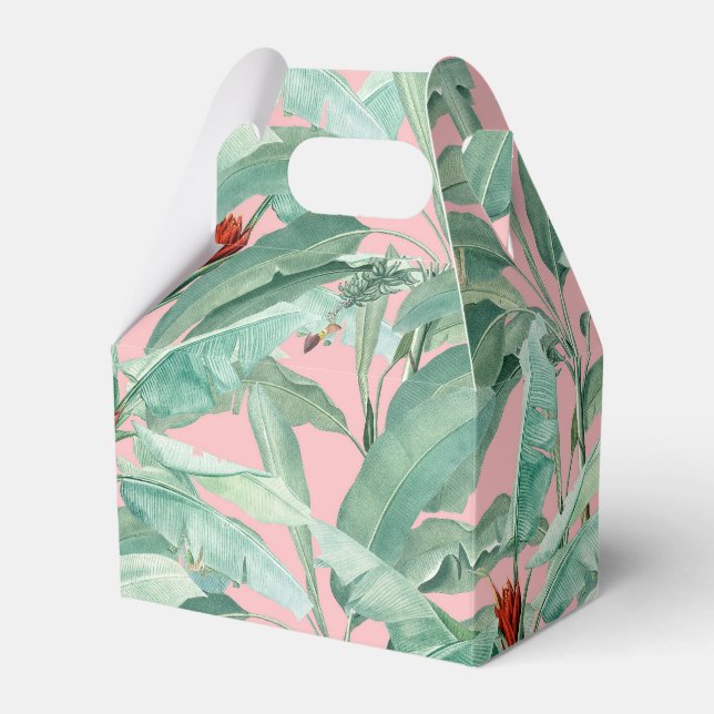 Rosa Modernes tropisches Bananenpalme Blätter Geschenkschachtel (Vorderseite)
