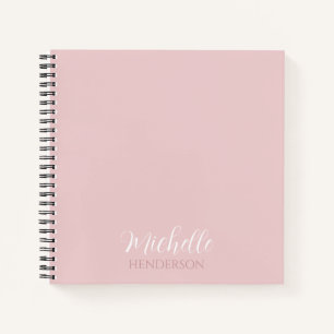 Rosa Modernes und einfaches Personalisiertes Monog Notizbuch