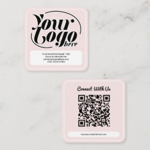 Rosa modernes weißes individuelles Logo QR-Code Quadratische Visitenkarte