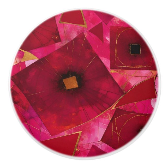 Rosa Mohn Keramikknauf (Vorderseite)