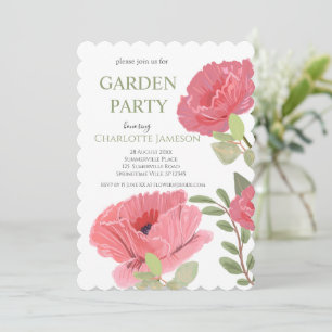 Rosa Mohnblumen Blumen Gartenparty Hochzeits Einla Einladung