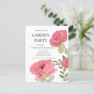 Rosa Mohnblumen Blumen Gartenparty Hochzeits-Einla Postkarte