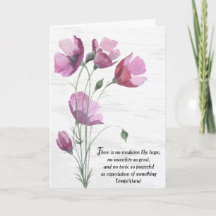 Rosa Mohnblumen mit inspirierendem Text Karte