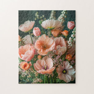 Rosa Mohnblumen und Löwenmaulblüten Puzzle