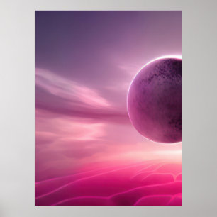 Rosa Mond - Rosa Planet-Leinwand Poster