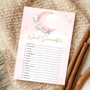 Rosa Mond und Sterne Baby Shower Wortverdrehspiel