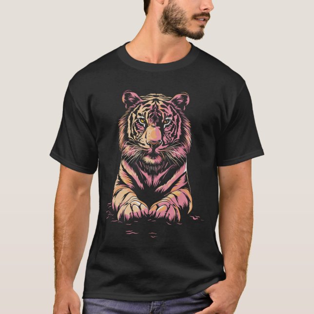 Rosa-Monochrom-Tiger T-Shirt (Vorderseite)