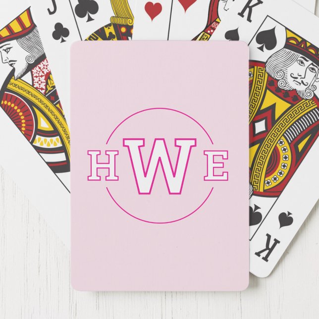 Rosa Monogram Einfache Initialen Modernes Girly Re Spielkarten (Pink Monogram Simple Initials Modern Girly Retro Poker Cards)