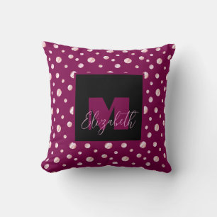 Rosa Monogram Individuelle Name Polka Dots Geometr Kissen