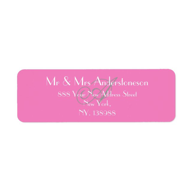 Rosa Monogram Wedding Simple Modern Rücksendeadres (Vorne)