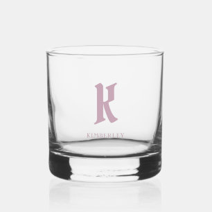 Rosa Monogramm, alte Brieftypografie Whiskyglas