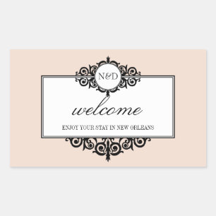 Rosa Monogramm aus der Stadtgeschenktüte Rechteckiger Aufkleber