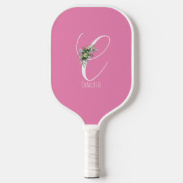 rosa Monogramm Blume Buchstabe C Pickleball Schläger